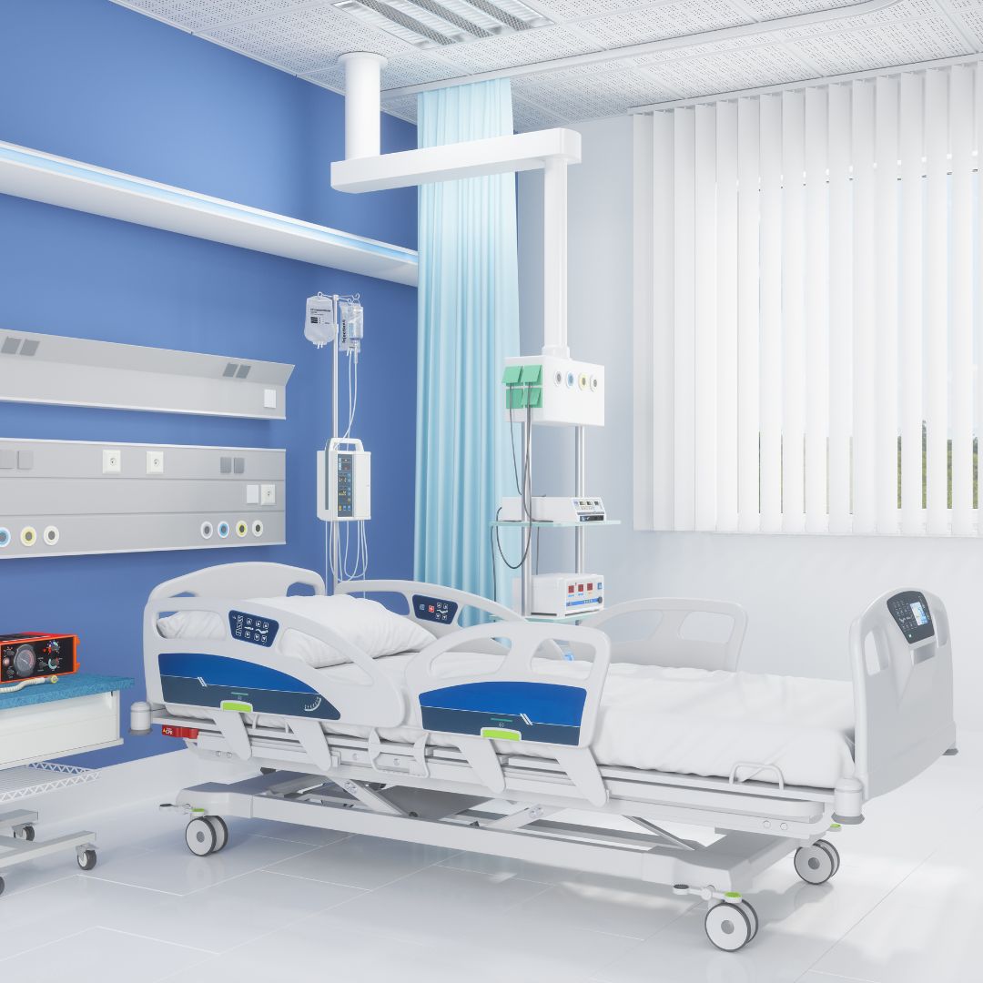 Hotel room bedding setup